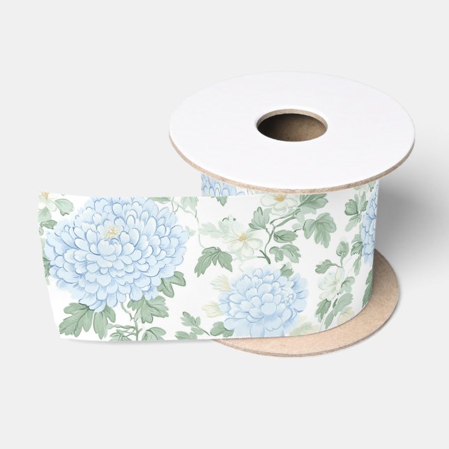 Hübsche hellblaue weiße Blumen Brautparty Satinband (Spule)