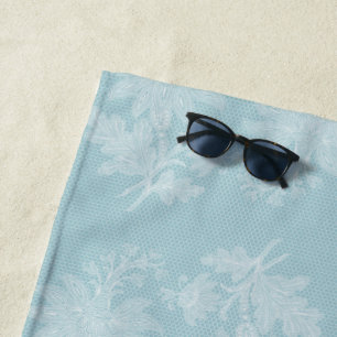 Hübsche hellblaue weiße Blumen-Faux-Spitze Strandtuch