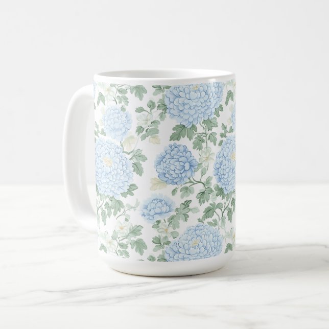 Hübsche hellblaue weiße Blumen   Kaffeetasse (Vorderseite Links)