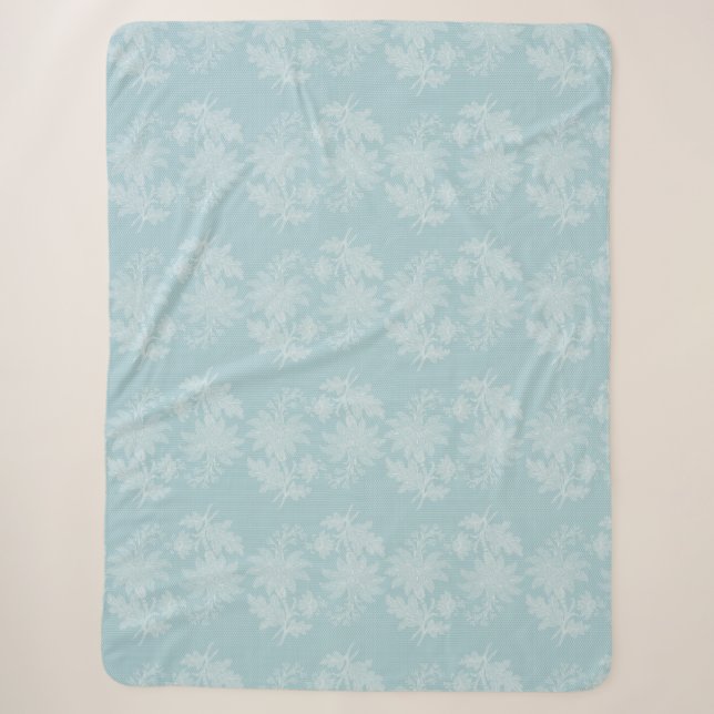 Hübsche hellblaue weiße Blumenfauxspitze   Sherpadecke (Vorderseite)