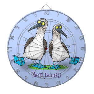 Hübsche, hellblaufüßige Boobies tanzen Cartoon Dartscheibe