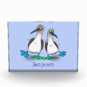 Hübsche, hellblaufüßige Boobies tanzen Cartoon Fotoblock