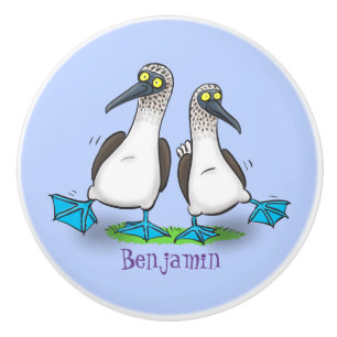 Hübsche, hellblaufüßige Boobies tanzen Cartoon Keramikknauf