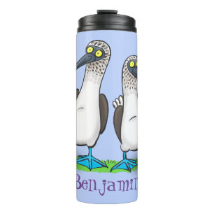 Hübsche, hellblaufüßige Boobies tanzen Cartoon Thermosbecher