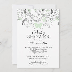 Hübsche, hellgrüne Schmetterlingsmassendusche Einladung