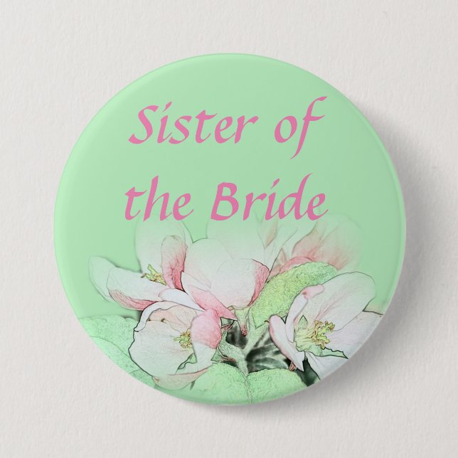 Hübsche hellrosa Apfelblüten Schwester der Braut Button (Vorderseite)