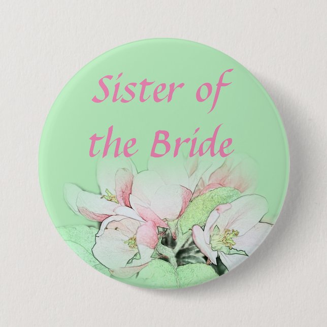 Hübsche hellrosa Apfelschwester der Braut Button (Vorderseite)