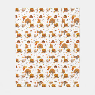 Hübsche Herbst-Eichhörnchen-und-Bäume-Flanelldecke Fleecedecke