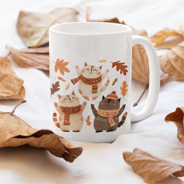 Hübsche Herbstkatzen-Tasse Gemütliches Geschenkide Kaffeetasse ( Cozy cats + coffee = perfect fall morning ☕🍂)