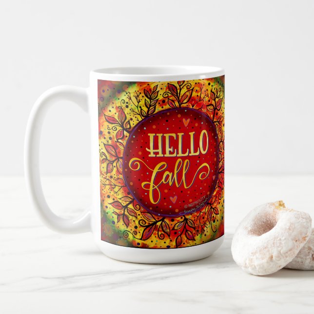 Hübsche Herbstlaub Inspirivity Kaffeezubereitung T Kaffeetasse (Mit Donut)