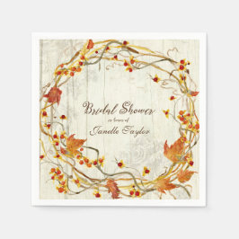 Hübsche Herbstlaub Wreath Watercolor Brautparty Serviette