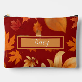 hübsche Herbstlaube in Rot-Orange und Gold Zubehörtasche