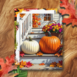 Hübsche Herbststufen   Happy Thanksgiving Postkarte