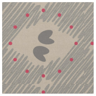 Hübsche Herzen Beige Grau Dekoration Muster Stoff