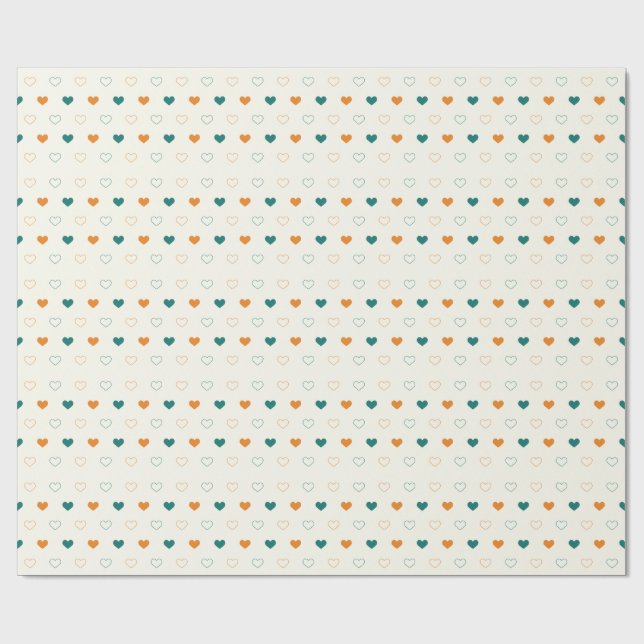 Hübsche Herzen / grüne Orangencreme Geschenkpapier (Flach)