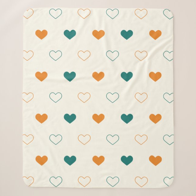 Hübsche Herzen / grüne Orangencreme Sherpadecke (Vorderseite)
