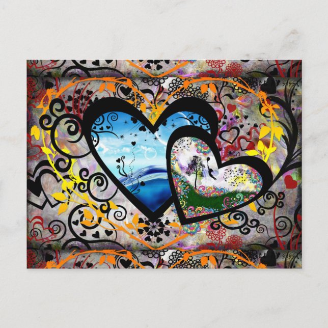 Hübsche Herzen Postkarte (Vorderseite)
