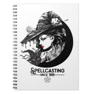 Hübsche Hexe & schwarze Katze Wiccan Wicca Zauberw Notizblock