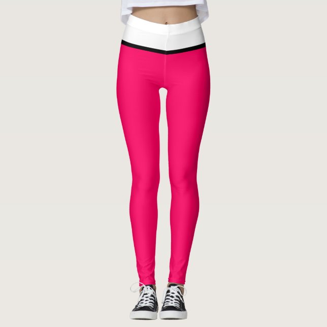 Hübsche Himbeere Schwarz Weiß Leggings (Vorderseite)