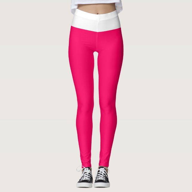 Hübsche Himbeere und Weiß Leggings (Vorderseite)