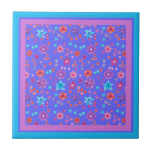 Hübsche Himmelblau Flower-Power Keramikfliese