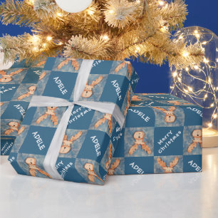 Hübsche Hirsch-Kinder Name Frohe Weihnachten Ferie Geschenkpapier