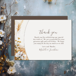 Hübsche Hochzeit der Wildblume Boho Dankeskarte