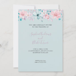 Hübsche Hochzeit in Rosa und Blau Einladung