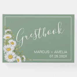 Hübsche Hochzeit von Basil Green & White Daisies Gästebuch