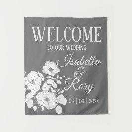 Hübsche Hochzeit von Grau und Weiß Wandteppich