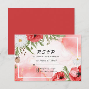 Hübsche Hochzeit von Roten Poppies mit Wasserfarbe RSVP Karte