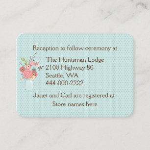 Hübsche Hochzeitsinformationen für Blauer und Kora Begleitkarte