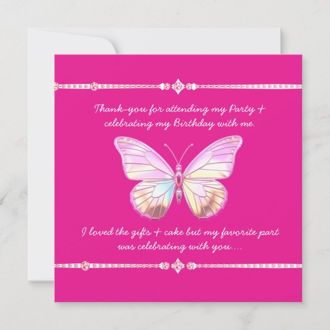 Hübsche Holo Diamond Butterfly Flat Danke Karte (Vorderseite)