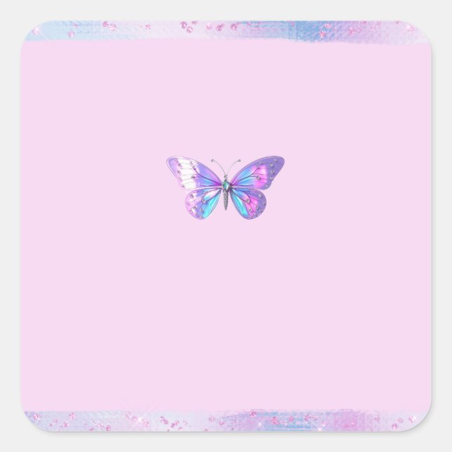 Hübsche Holographic Butterfly Square Sticker (Vorderseite)