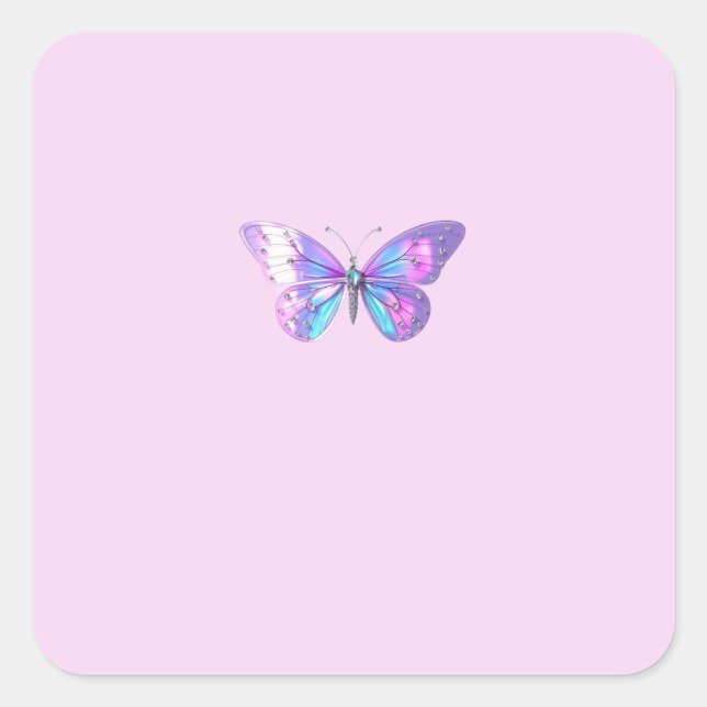 Hübsche Holographic Butterfly Square Sticker (Vorderseite)