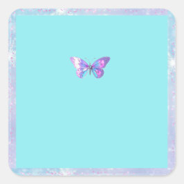 Hübsche Holographic Butterfly Square Sticker - Aqu
