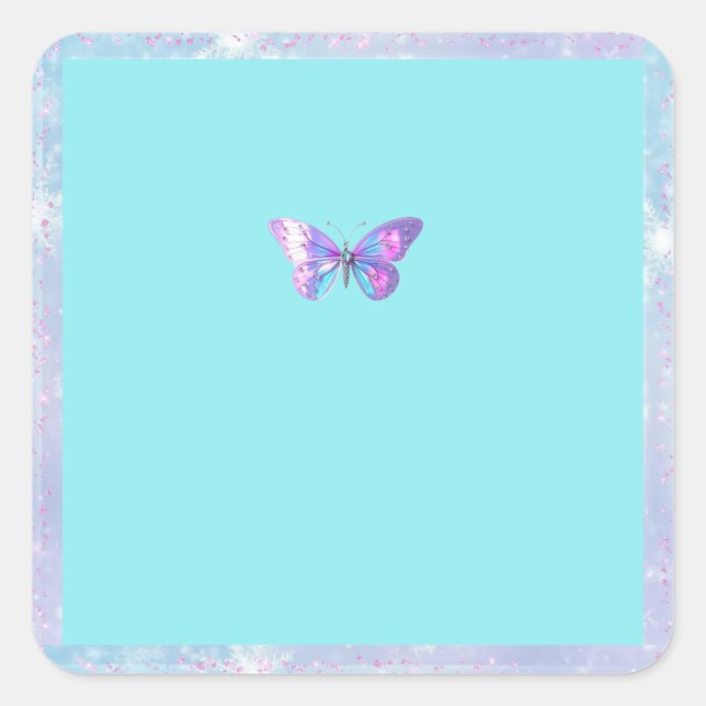Hübsche Holographic Butterfly Square Sticker - Aqu (Vorderseite)