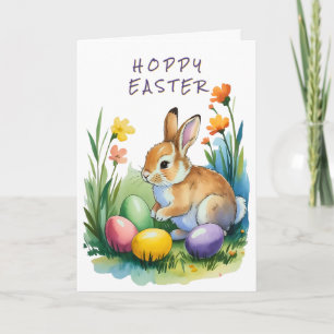 Hübsche Hoppy-Ostern-Hasen-Eier-Grußkarte Feiertagskarte