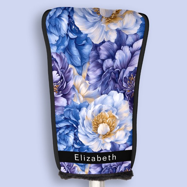 Hübsche Hübsche Blaue Pfingstrose Personalisiert Golf Headcover (Von Creator hochgeladen)