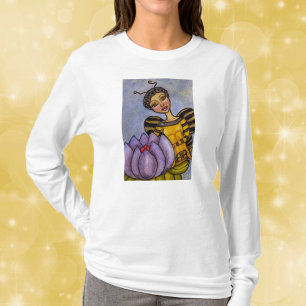 Hübsche Hummel Bee Fairy Lila Blume T-Shirt