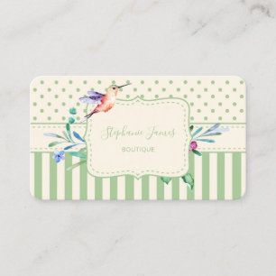 Hübsche Hummingbird Floral and Stripes Boutique Visitenkarte