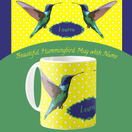 Hübsche Hummingvögel mit gelben Polka-Punkten Kaffeetasse