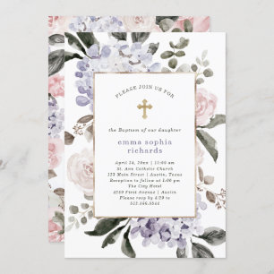 Hübsche Hydrangea-Blume  Foto zurück Taufe Einladung