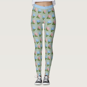 Hübsche Hydrangea-Blume Rosa Blauer Blütenyoga Leggings