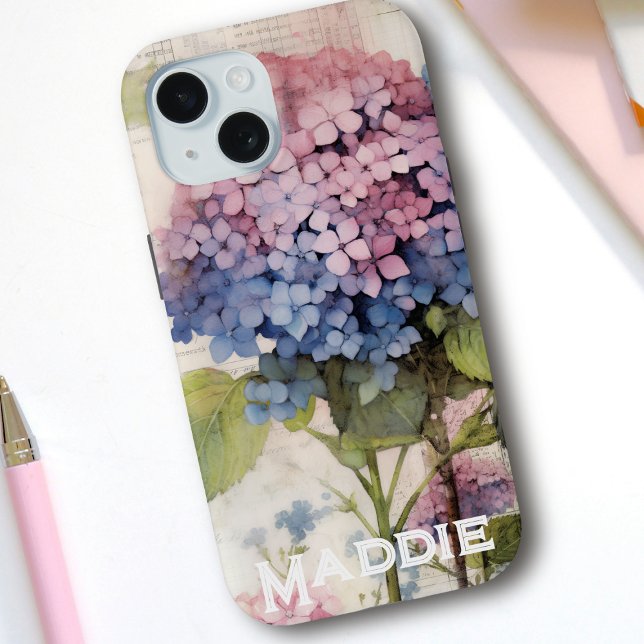 Hübsche Hydrangea & Butterfly Lila Personalisiert Case-Mate iPhone Hülle (Von Creator hochgeladen)