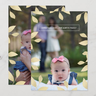 Hübsche Imitate Gold Blätter Weihnachts-Foto Feiertagskarte