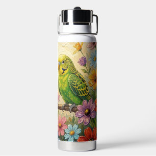 Hübsche Impasto Blau und Grüne Sittiche Trinkflasche