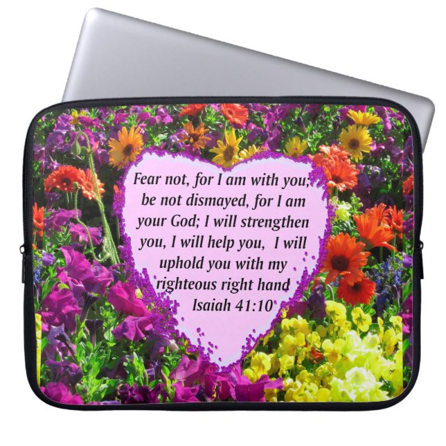 HÜBSCHE ISAIAH 41:10 BLUMENDESIGN LAPTOPSCHUTZHÜLLE (Vorderseite)