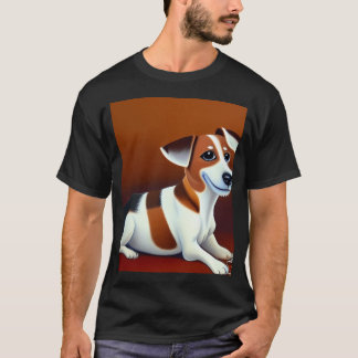 Hübsche Jack Russel Cartoonfigur Ölmalerei T-Shirt