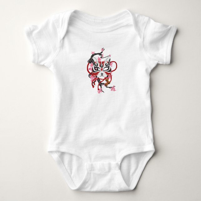Hübsche japanische Maske Baby Strampler (Vorderseite)